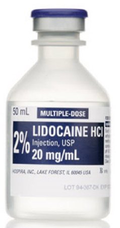 Lidocaine HCl 2%, 20 mg / mL Infiltration and Nerve Block Injection Multiple Dose Vial 50 mL Generic Equivalent to Xylocaine® NDC # 00409-4277-02 by Pfizer USPG Hospira Worldwide, Inc.  ID 52584-277-02
